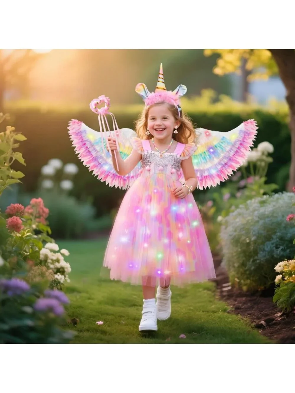 Light Up Unicorn Dress for Girls - Toddler Princess Costume, Halloween